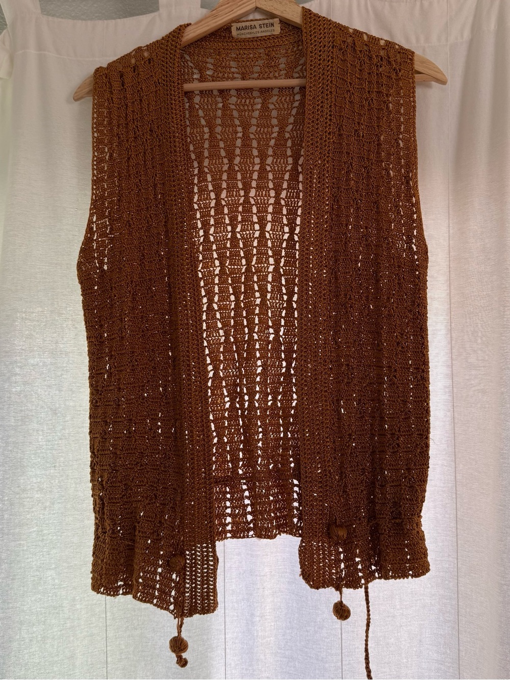 Vtg Marisa Stein 70’s Crocheted Cardigan  Vest festival boho retro